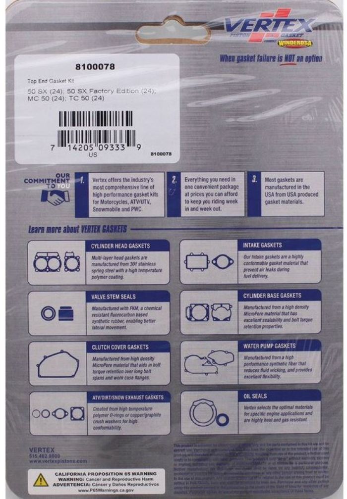 VERTEX TOP END GASKET KIT