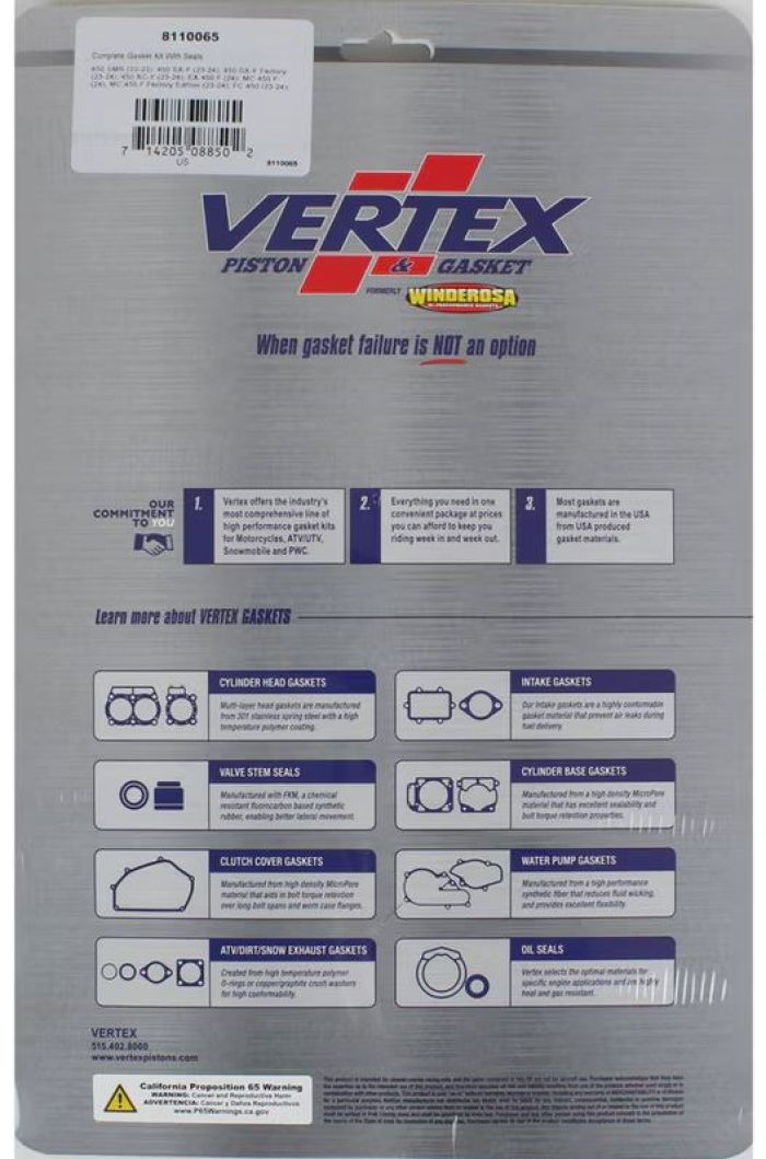 VERTEX COMPLETE GASKET KIT WITH SEALS